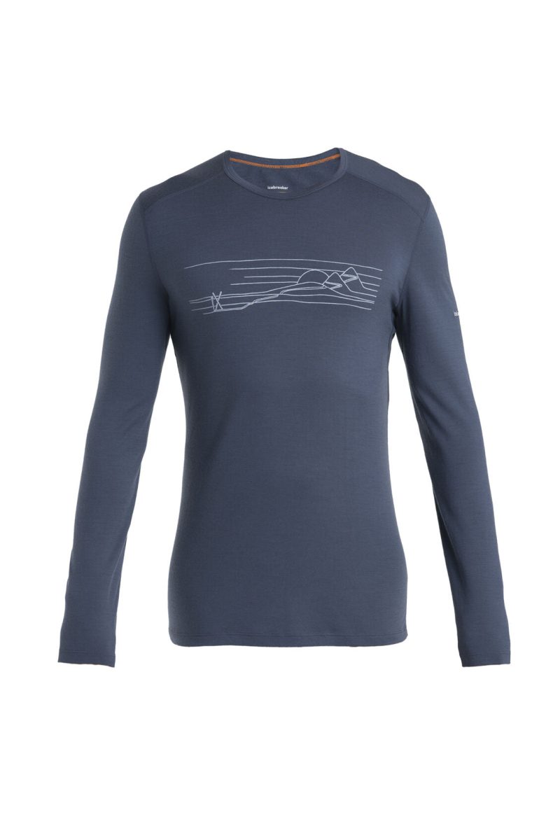 Icebreaker 200 Oasis LS Crewe (Men's) - Ski Stripes Graphite - Find Your Feet Australia Hobart Launceston Tasmania