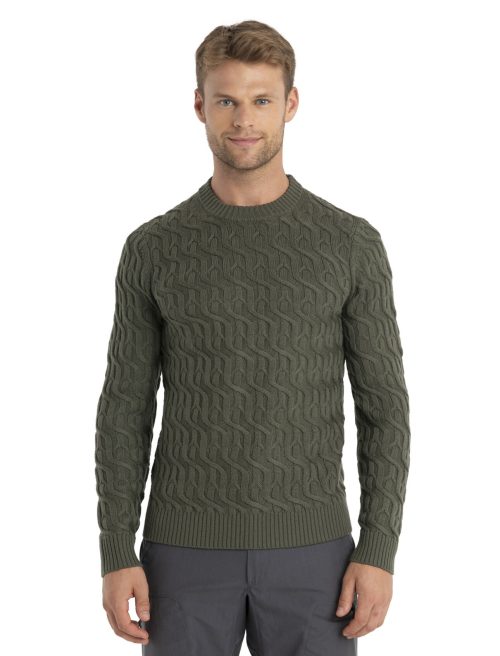 Icebreaker Merino Cable Knit Crewe Sweater (Men's) - Loden - Find Your Feet Australia Hobart Launceston Tasmania