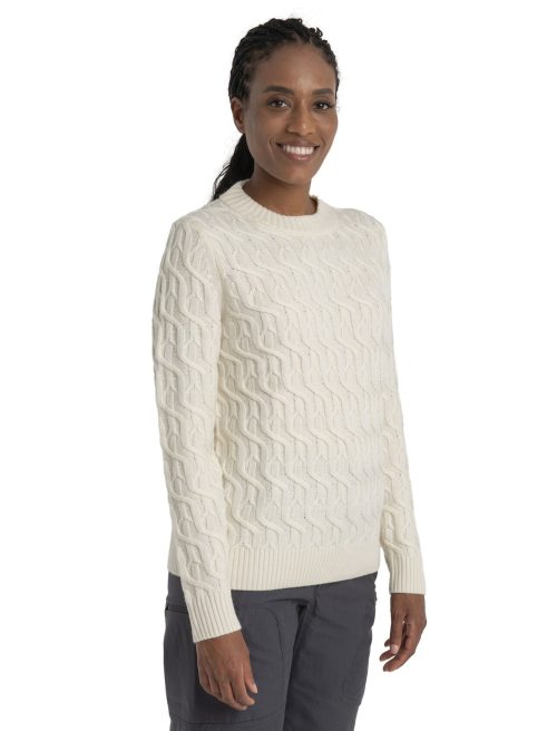 Icebreaker Merino Cable Knit Crewe Sweater (Women's) - Undyed - Find Your Feet Australia Hobart Launceston Tasmania