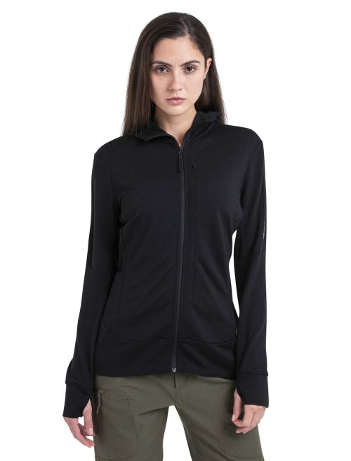 Icebreaker Quantum IV LS Zip Hoodie (Women's) - Black - Find Your Feet Australia Hobart Launceston Tasmania