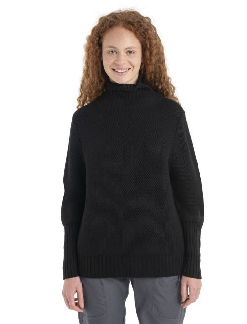 Icebreaker Seevista Funnel Neck Sweater (Women's) - Black - Find Your Feet Australia Hobart Launceston Tasmania