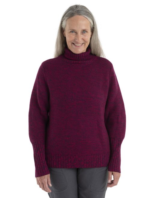 Icebreaker Seevista Funnel Neck Sweater (Women's) - Nightshade/Electron Pink - Find Your Feet Australia Hobart Launceston Tasmania