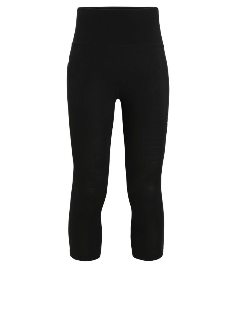 Icebreaker Fastray High Rise 3/4 Tights (Women's) - Find Your Feet Australia Hobart Launceston Tasmania - Black