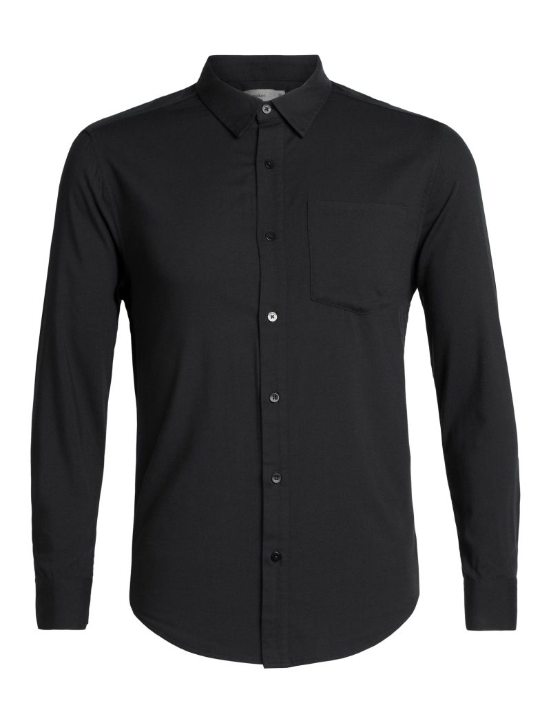 Icebreaker Merino Steveston Long Sleeve Shirt (Men's) - Black - Find Your Feet Australia Hobart Launceston Tasmania